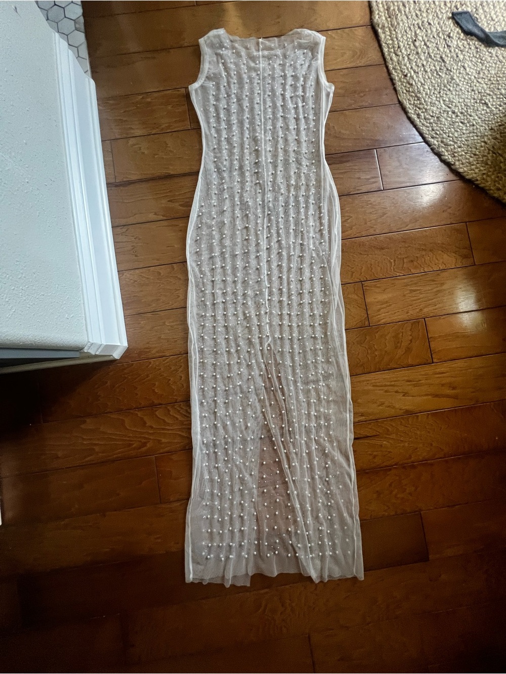 Sheer Long Coverup with Pearl detail Sz M
